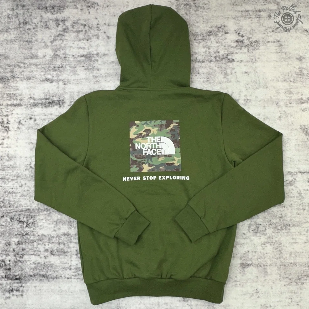 NWT The North Face Men's Evo Box‎ Camo Hoodie Small Woodland Green NF0A8FN1